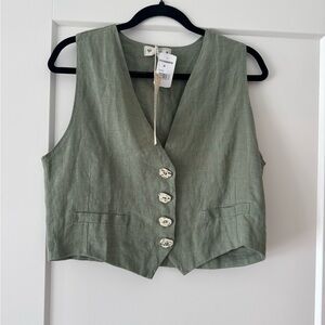 Sage Green Women's Buttoned Vest